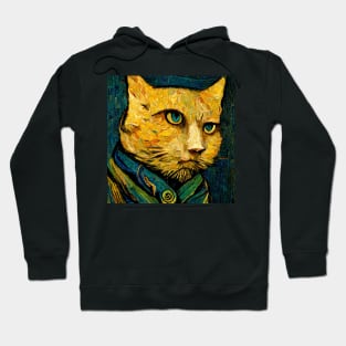 funny cat meme van gogh style Hoodie